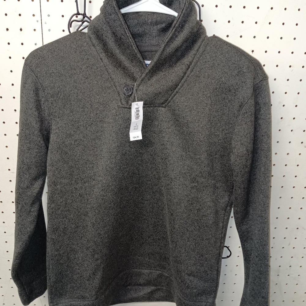 NWT Old Navy boys pull over fleece sweater half zip grey marbled size 10-12